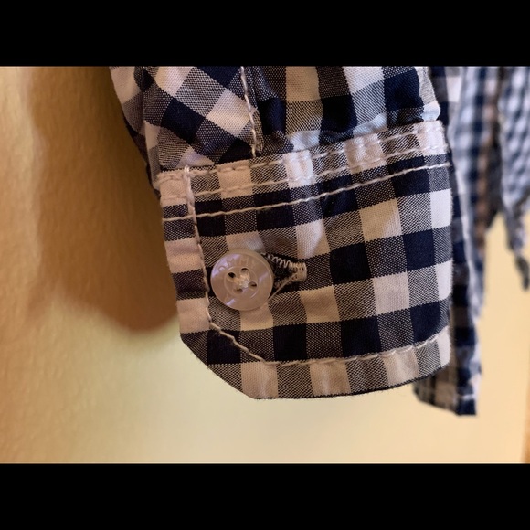 Tommy Hilfigur Boys Button Down plaid shirt-Navy /white - Picture 9 of 10